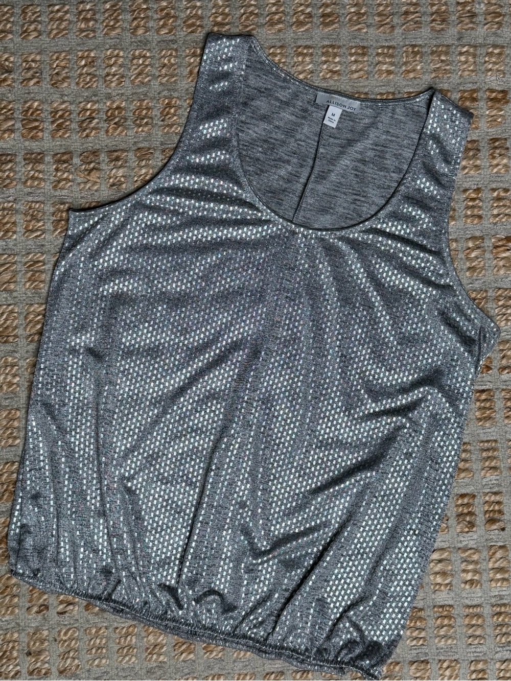 Allison Joy Metallic Gray Sleeveless Tank with Shimmer